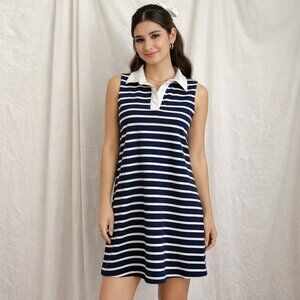 Isaac Mizrahi Blue & White Striped Dress S